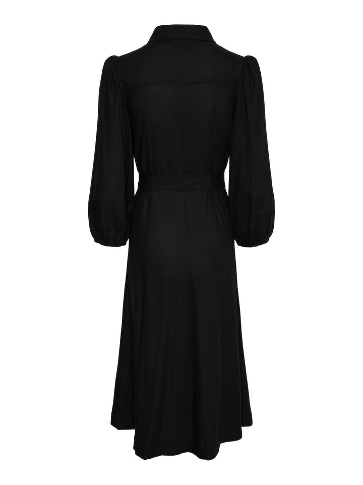 Yasflaxy 3/4 Linen Shirt Dress Black | Kjoler | Smuk - Dameklær på nett