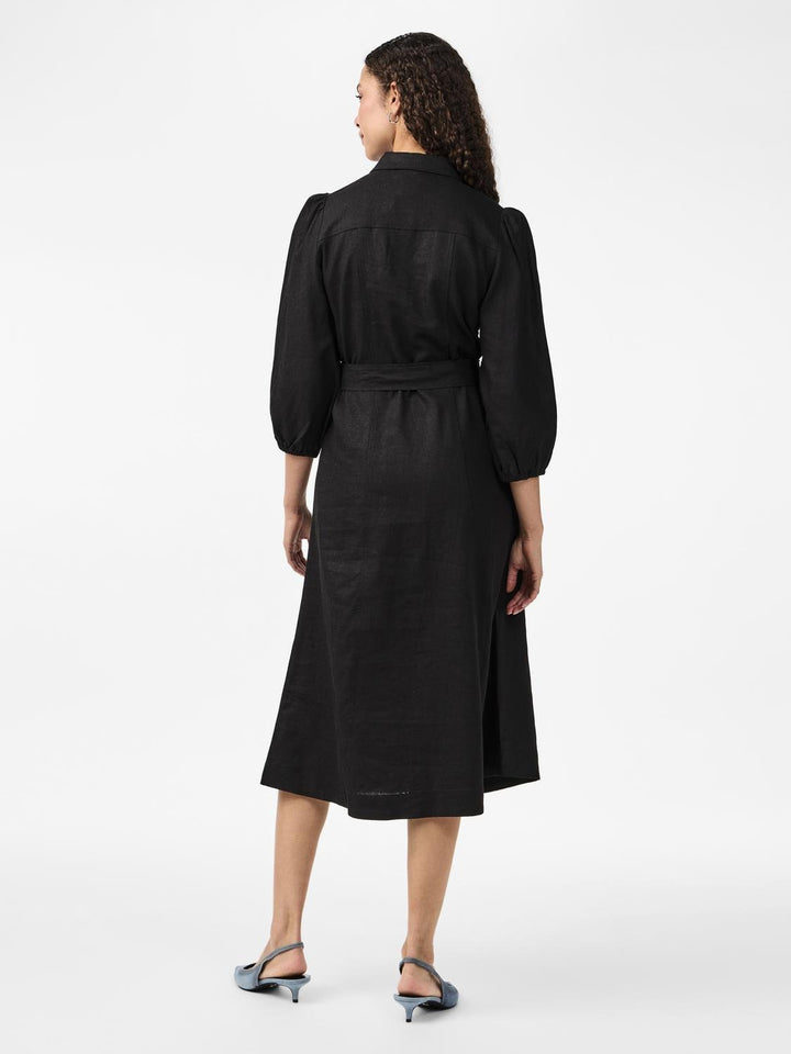 Yasflaxy 3/4 Linen Shirt Dress Black | Kjoler | Smuk - Dameklær på nett