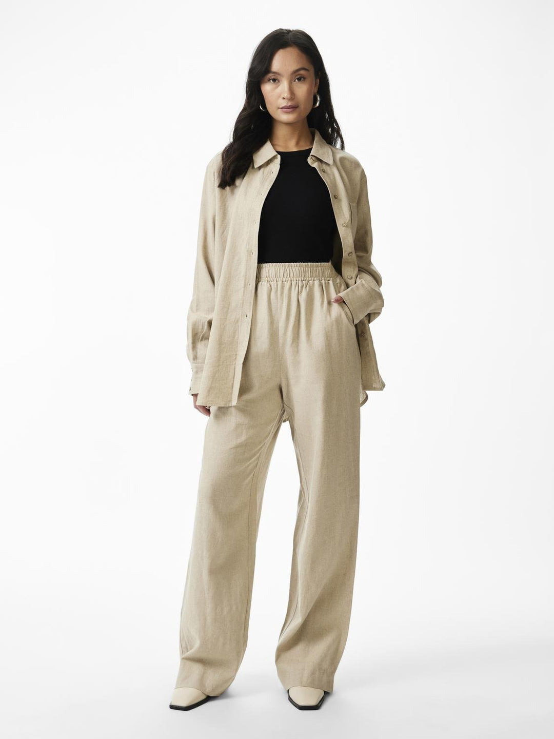 Yasflaxy Hw Linen Pant Birch | Bukser | Smuk - Dameklær på nett