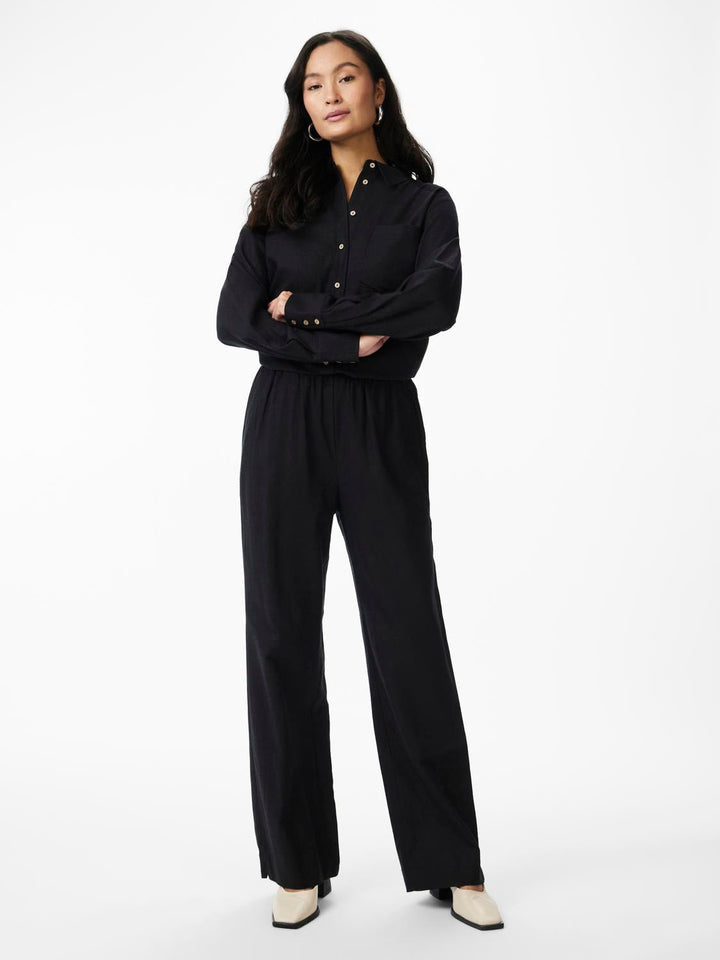 Yasflaxy Hw Linen Pant Black | Bukser | Smuk - Dameklær på nett