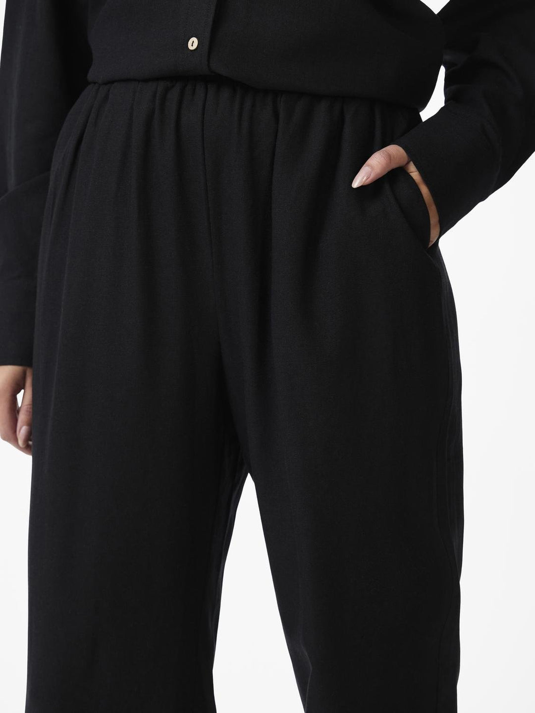 Yasflaxy Hw Linen Pant Black | Bukser | Smuk - Dameklær på nett