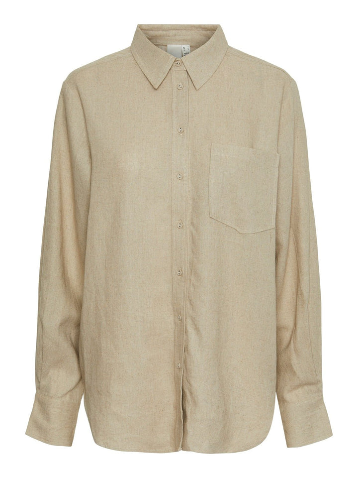 Yasflaxy Ls Linen Shirt Birch | Skjorter og bluser | Smuk - Dameklær på nett