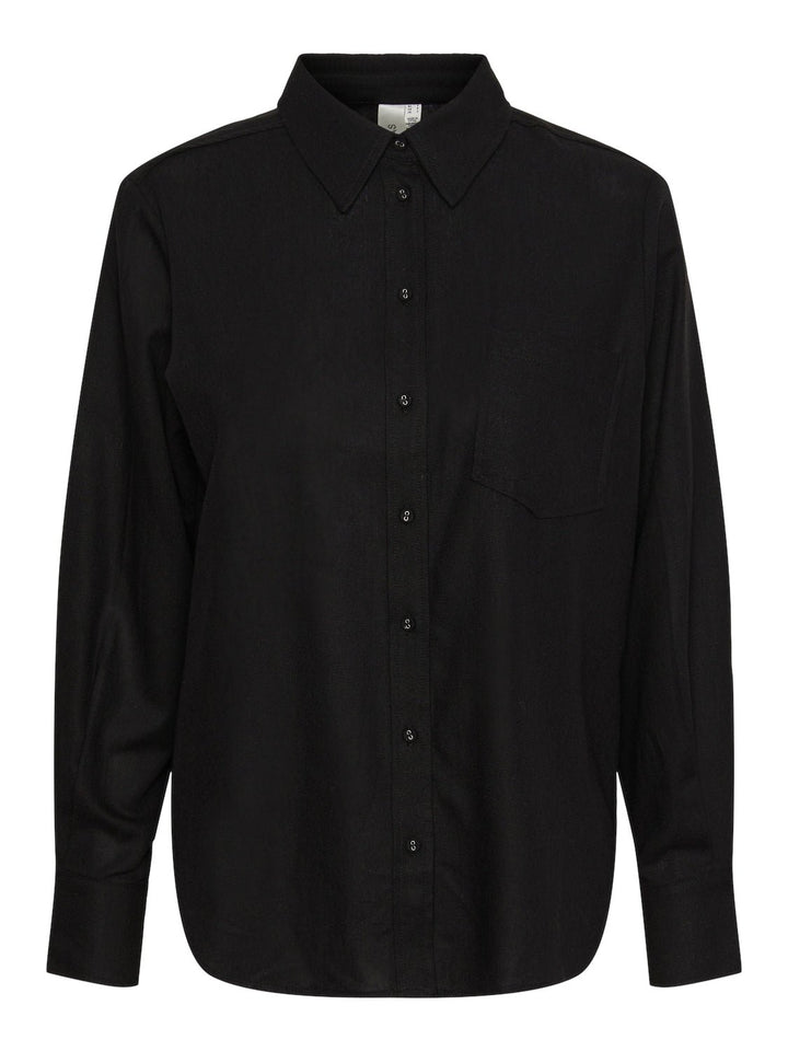 Yasflaxy Ls Linen Shirt Black | Skjorter og bluser | Smuk - Dameklær på nett