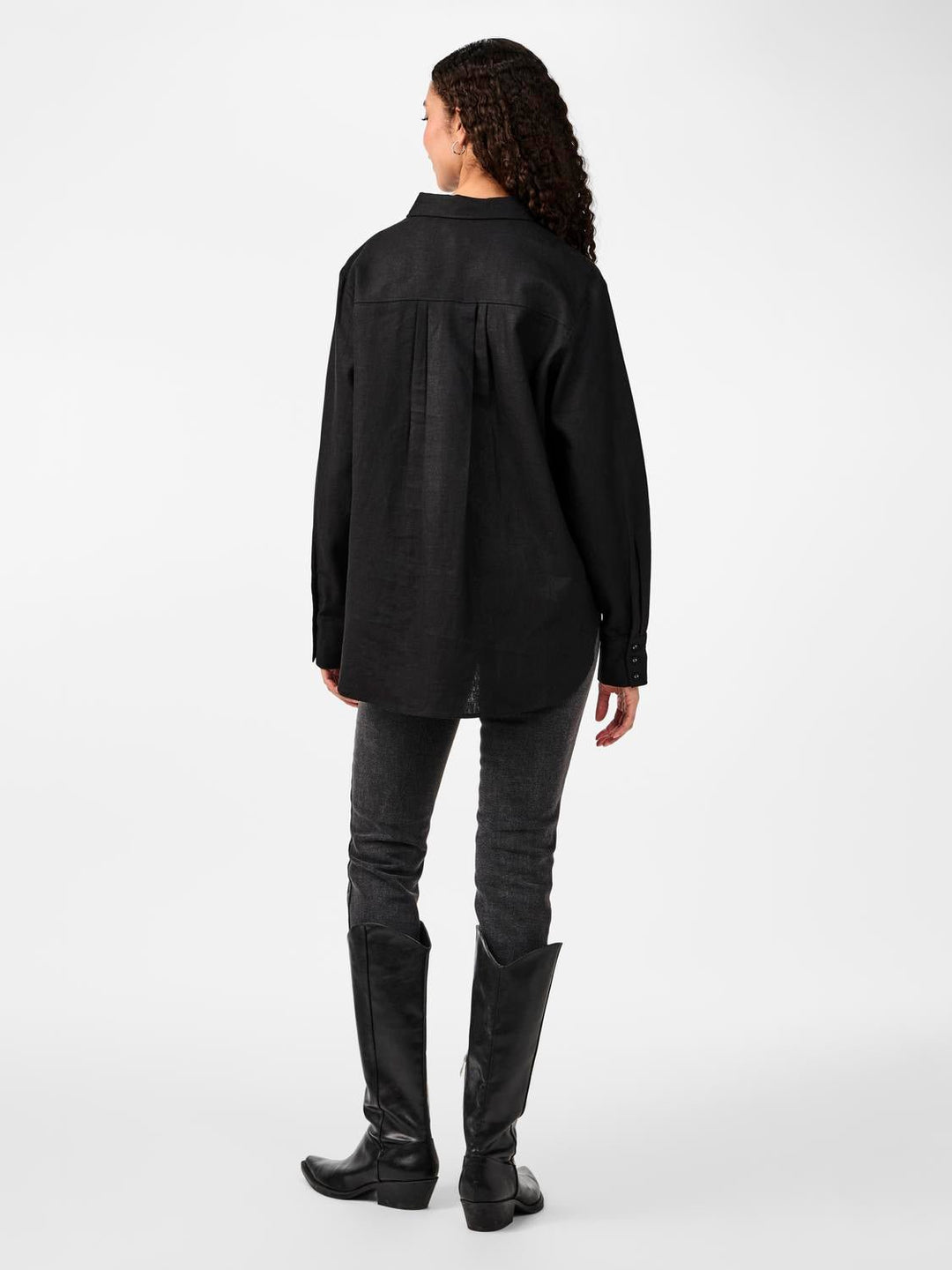 Yasflaxy Ls Linen Shirt Black | Skjorter og bluser | Smuk - Dameklær på nett