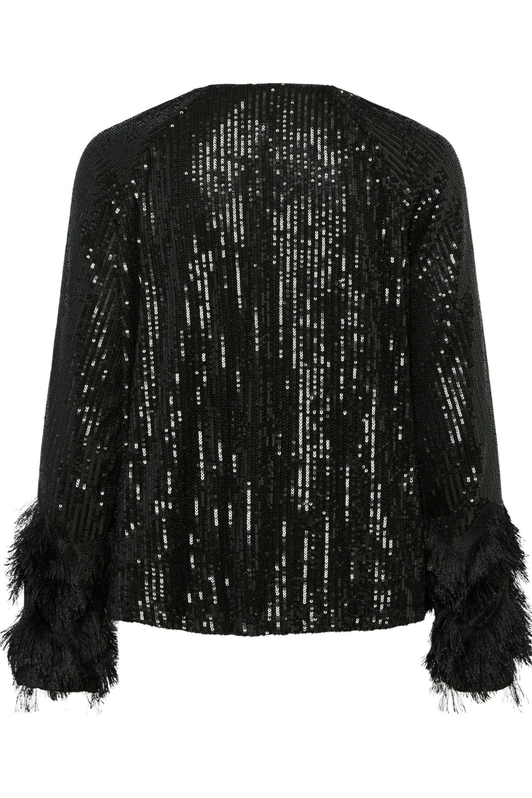 Yasflow Ls V - Neck Sequin Top Black | Topper | Smuk - Dameklær på nett