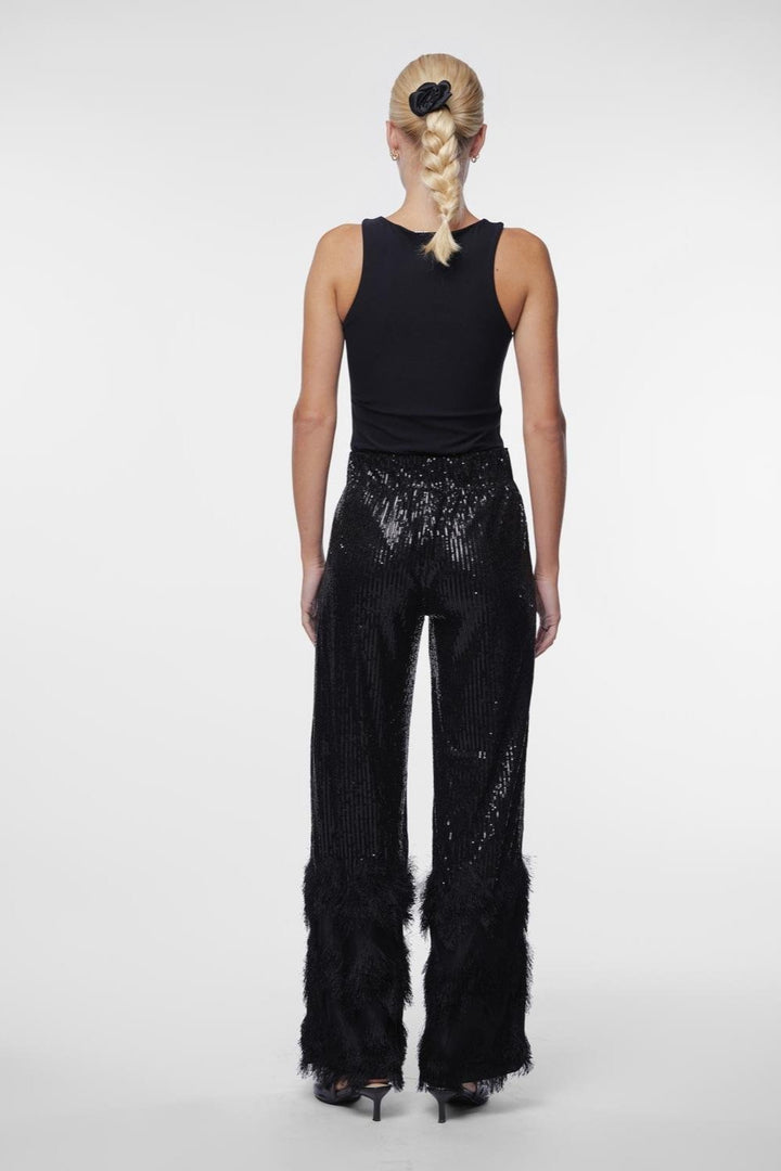 Yasflow Sequin Hw Wide Pants Black | Bukser | Smuk - Dameklær på nett