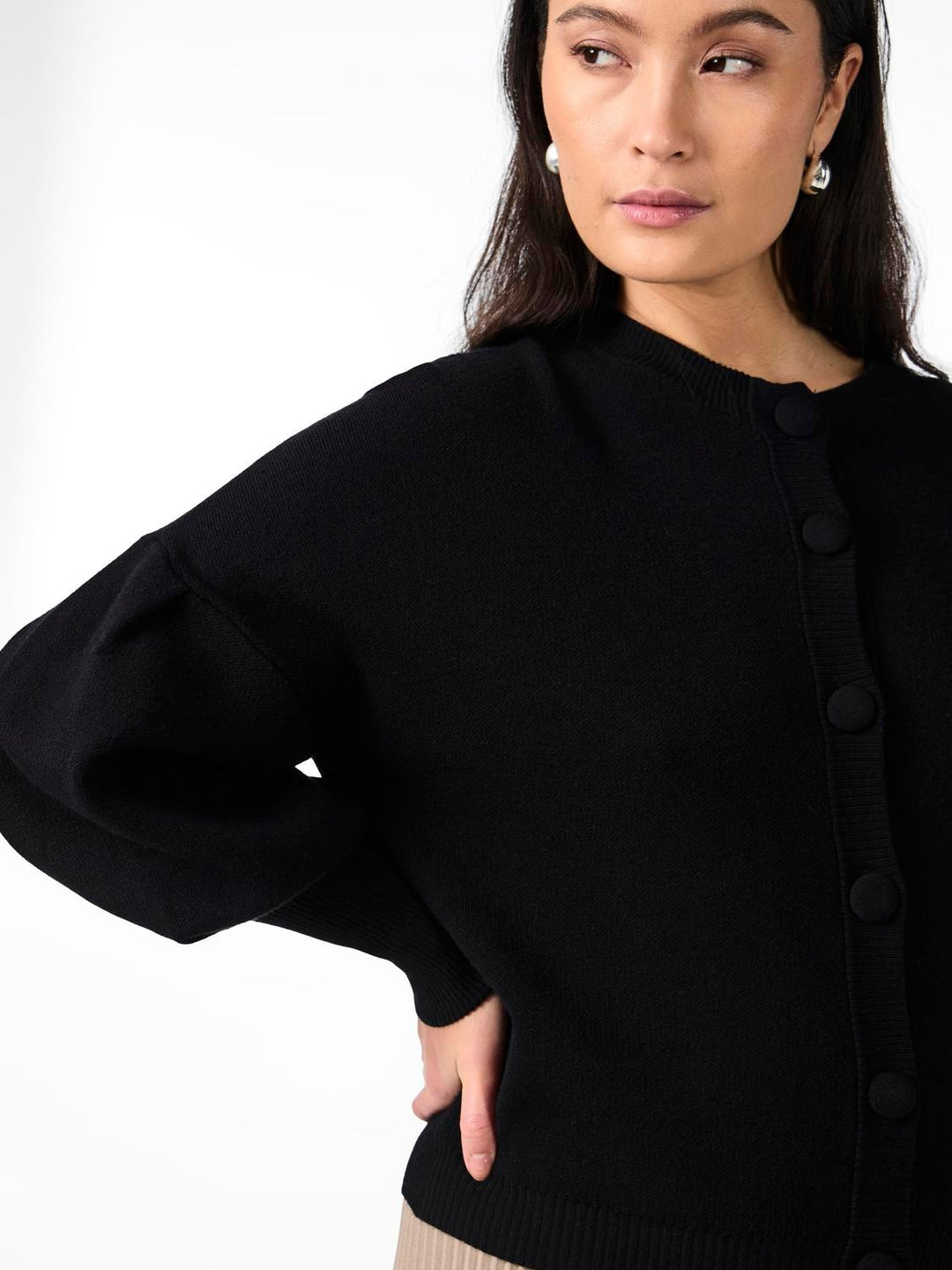 Yasfonny Ls Knit Cardigan Black | Genser | Smuk - Dameklær på nett