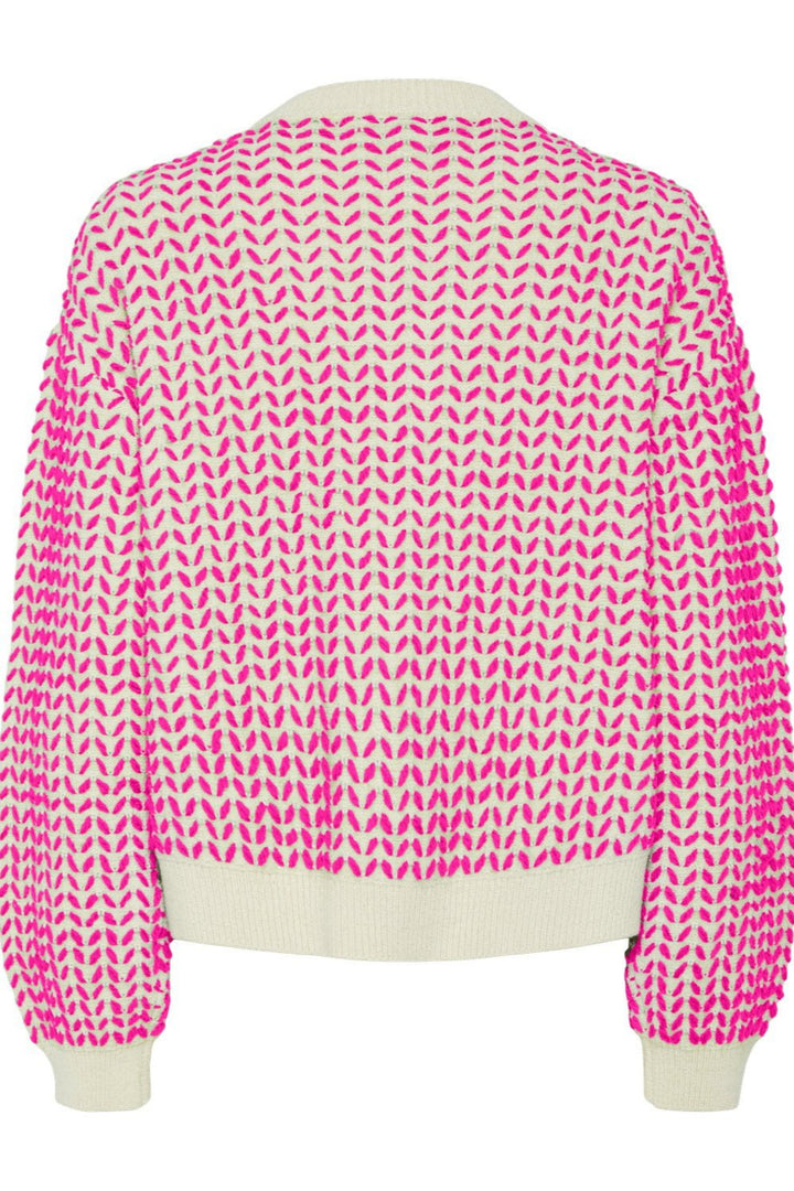 Yasgea Ls Knit Cardigan Birch Fuchsia Fedora | Genser | Smuk - Dameklær på nett