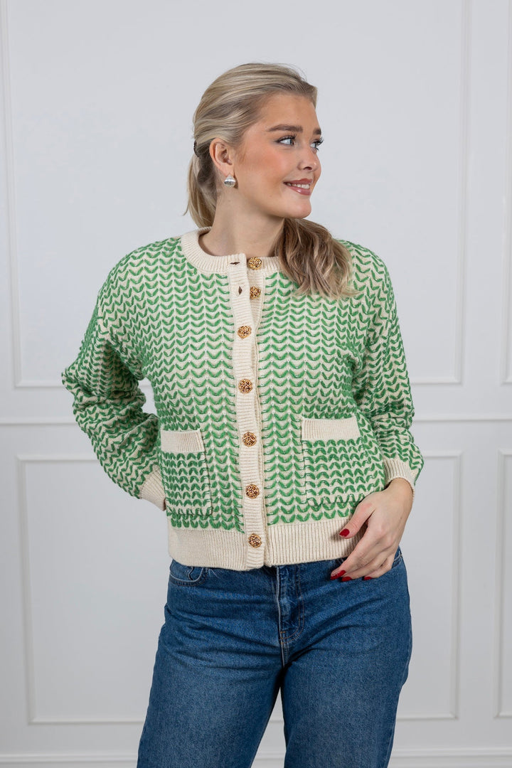 Yasgea Ls Knit Cardigan Birch Medium Green | Genser | Smuk - Dameklær på nett