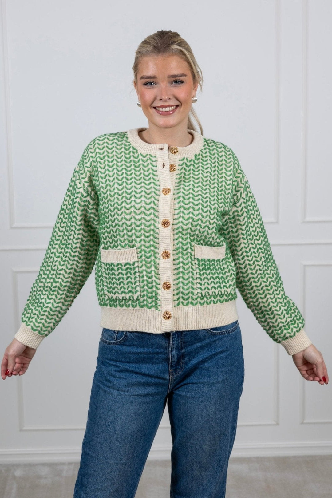 Yasgea Ls Knit Cardigan Birch Medium Green | Genser | Smuk - Dameklær på nett