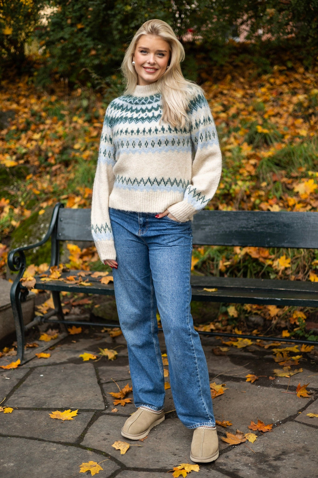 Yaslatte Ls Knit Pullover Birch Blue Bell/June Bug | Genser | Smuk - Dameklær på nett