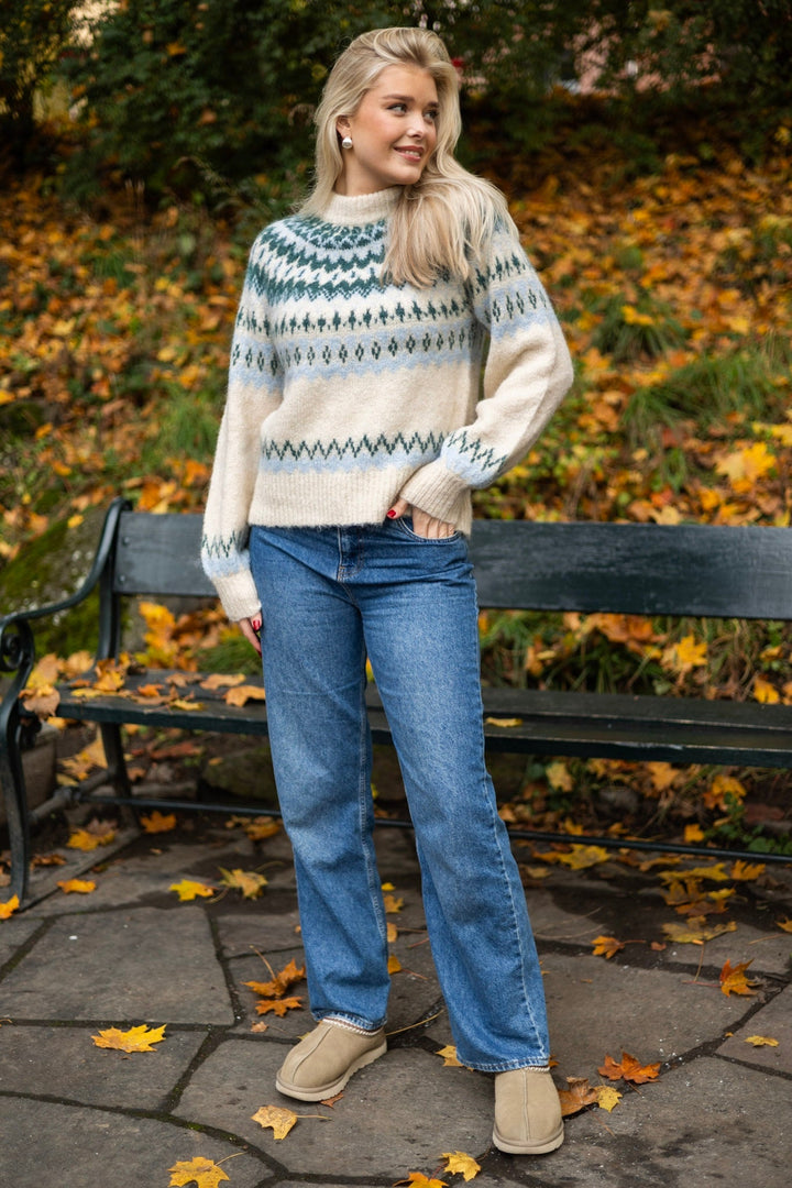 Yaslatte Ls Knit Pullover Birch Blue Bell/June Bug | Genser | Smuk - Dameklær på nett