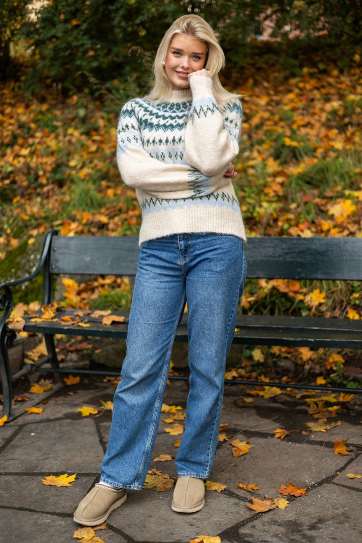 Yaslatte Ls Knit Pullover Birch Blue Bell/June Bug | Genser | Smuk - Dameklær på nett