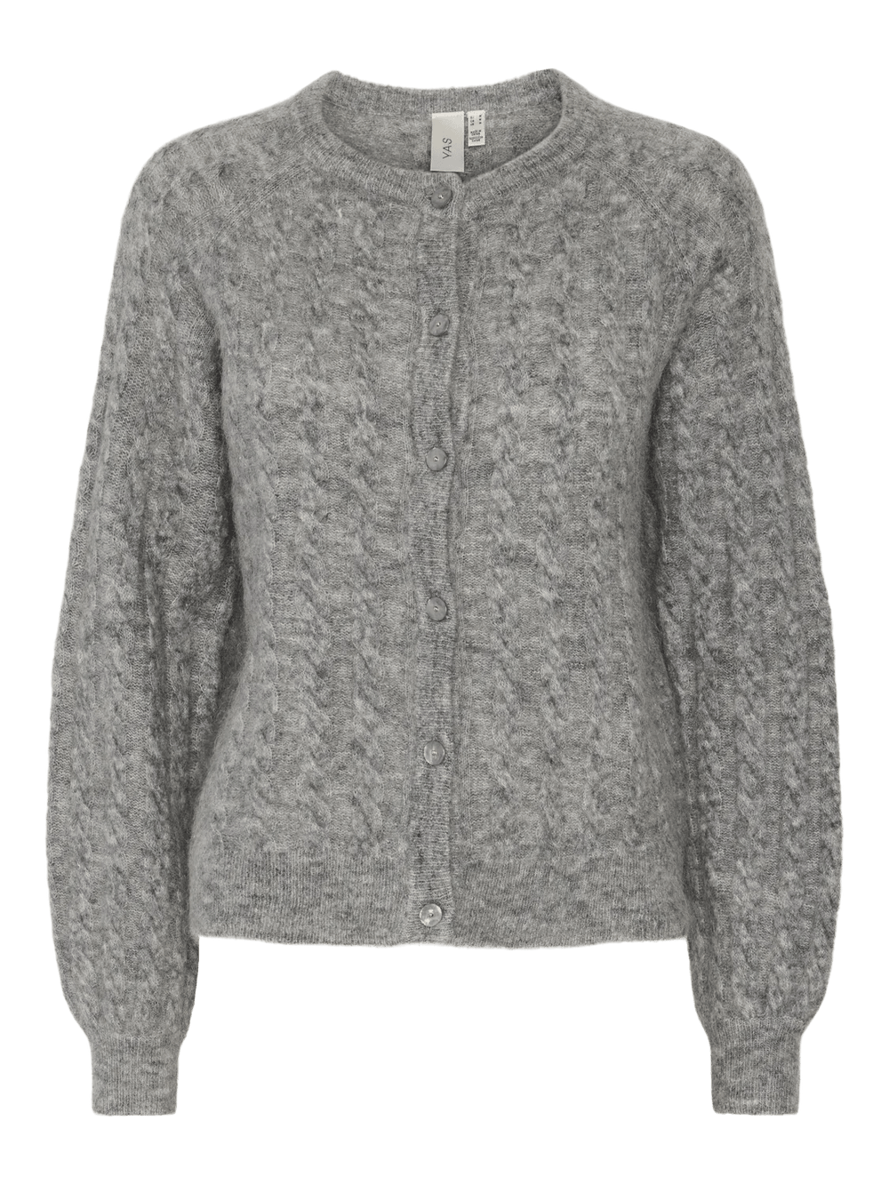 Yaslelu Ls Knit Cardigan Medium Grey Melange | Genser | Smuk - Dameklær på nett