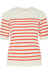 Yaslena Ss Knit Pullover Birch Cherry Tomato Stripes