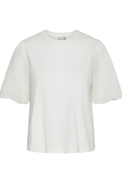 Yaslex Ss Top W. Emb Sleeves Star White | Topper | Smuk - Dameklær på nett