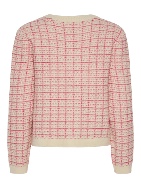 Yaslivia Ls Short Knit Cardigan Birch Raspberry Sorbet/Pirouette | Genser | Smuk - Dameklær på nett