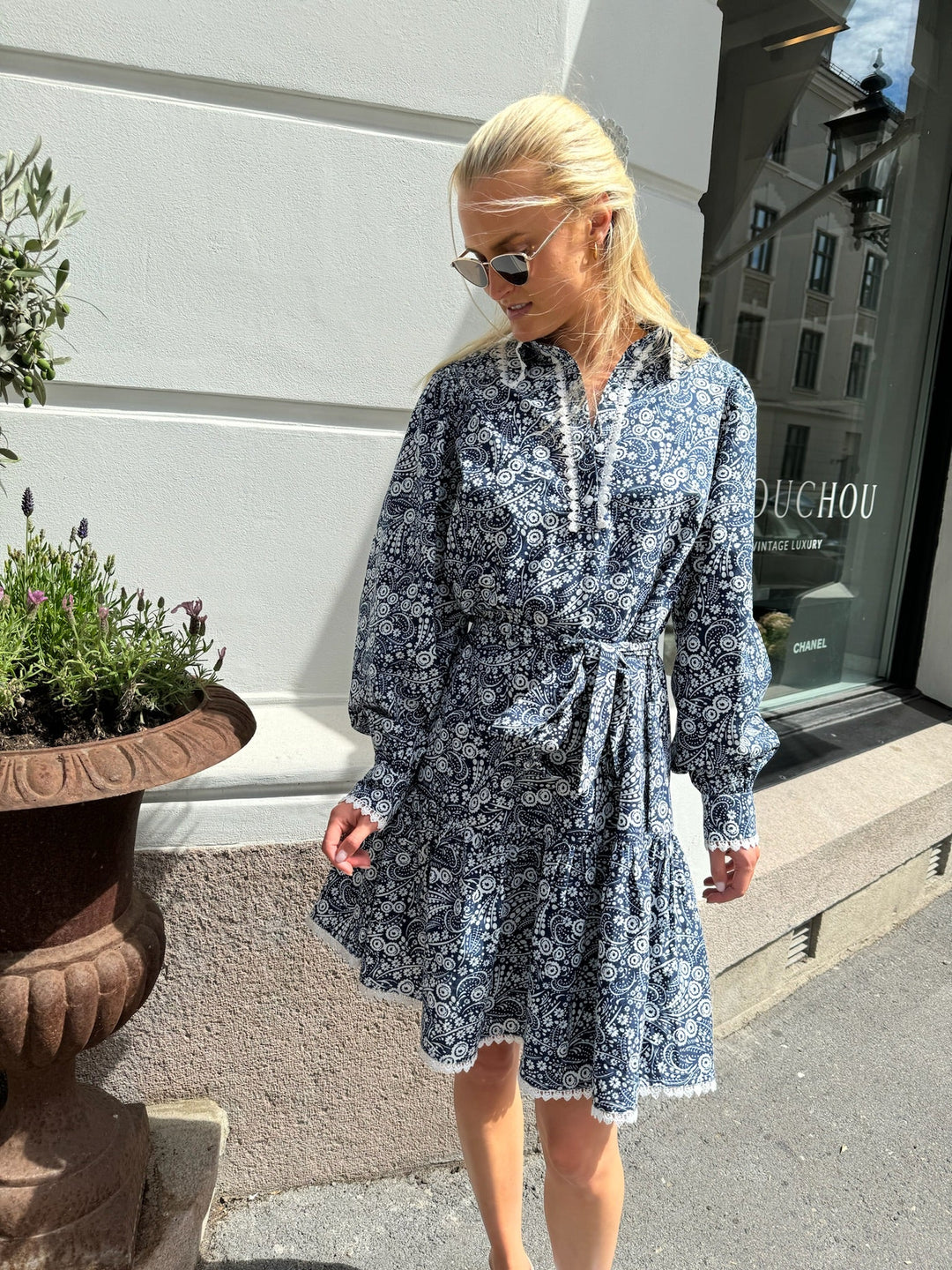 Yaspera Ls Shirt Dress Navy Blazer Pera Print | Kjoler | Smuk - Dameklær på nett