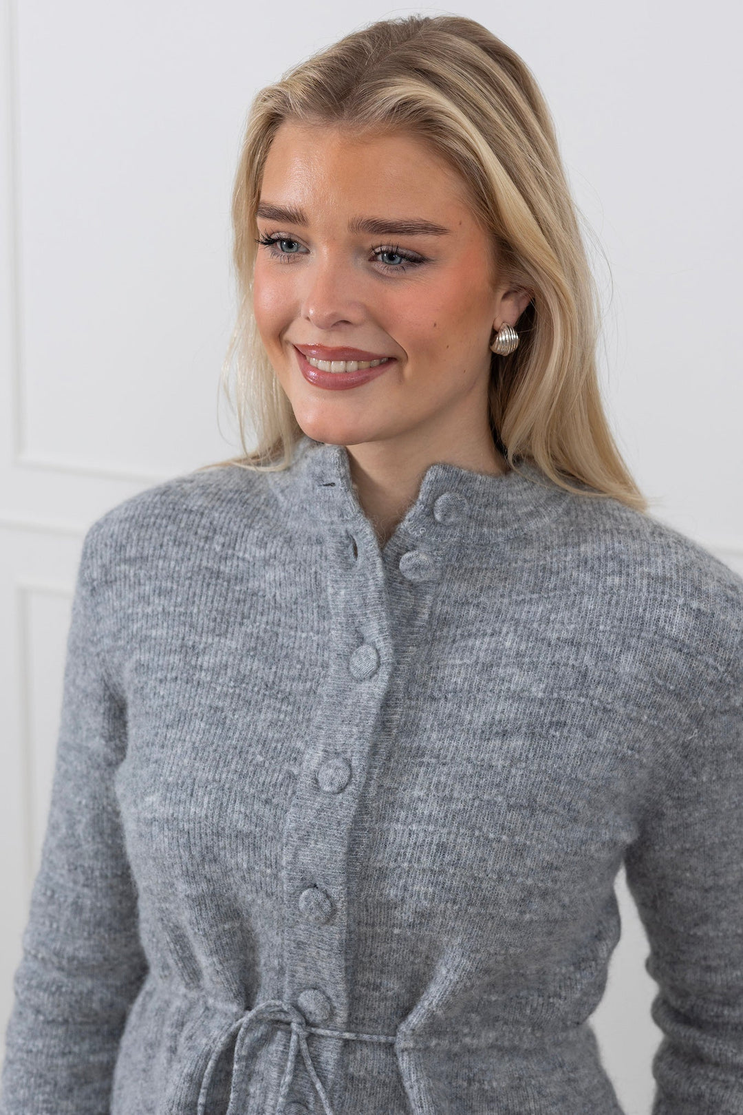 Yasthellis Ls Knit Cardigan Light Grey Melange | Genser | Smuk - Dameklær på nett