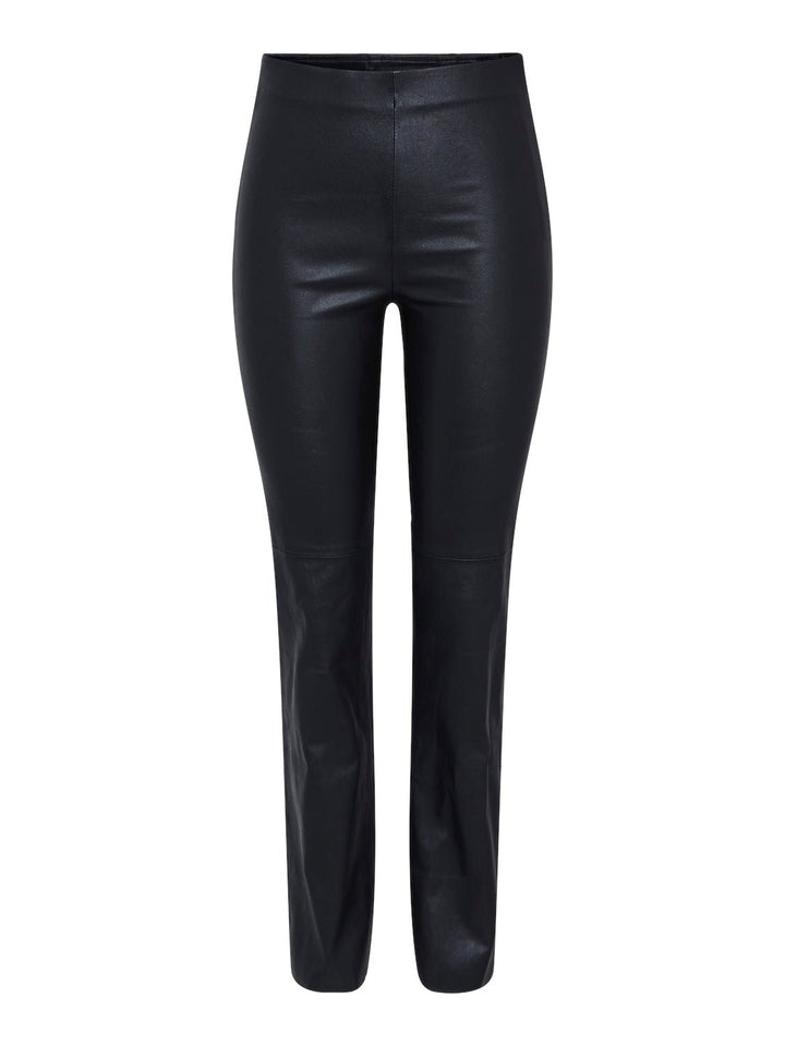 Yaszellu Bootcut Leather Pant Black | Bukser | Smuk - Dameklær på nett