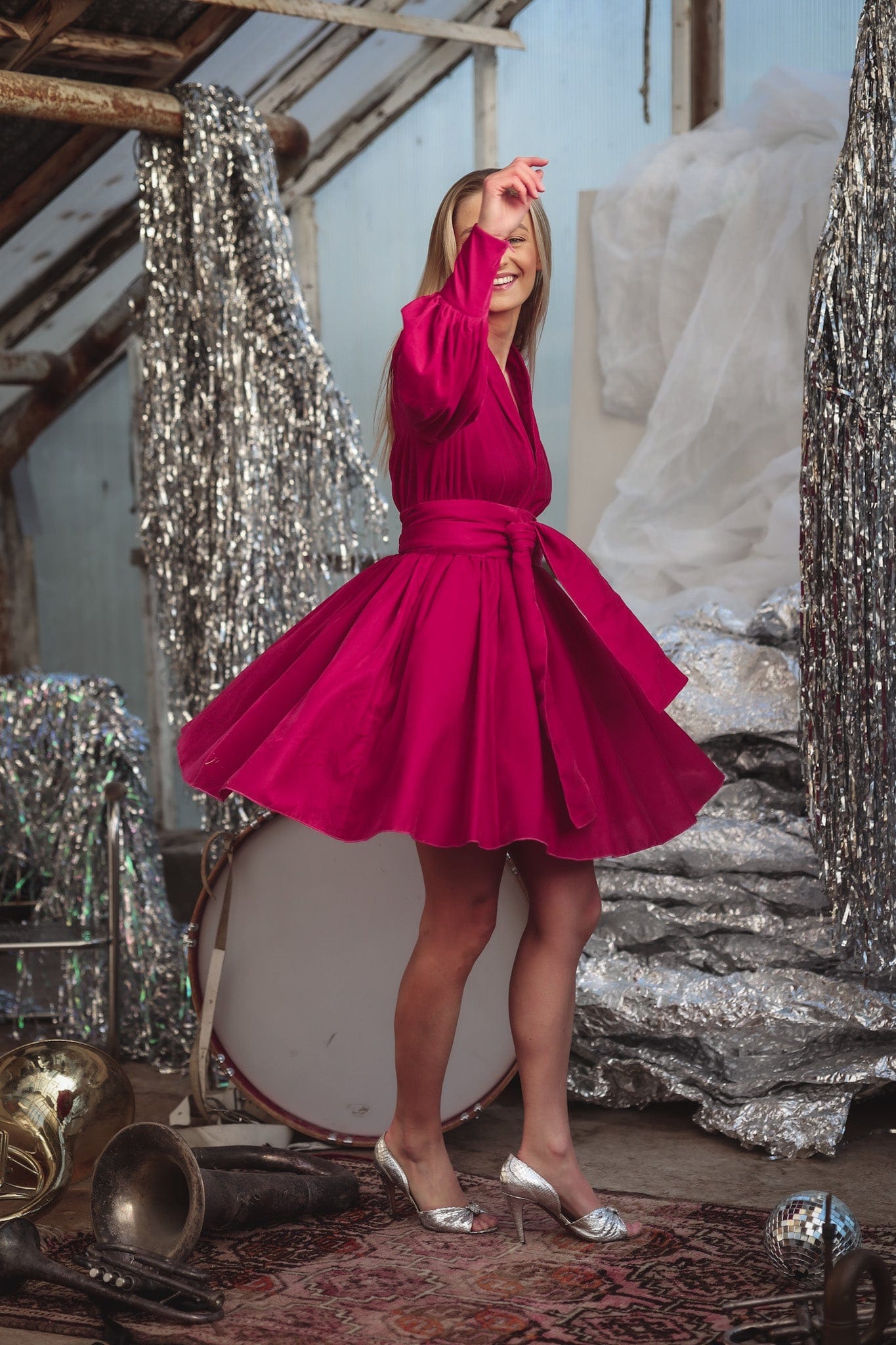 Hot pink outlet velvet dress