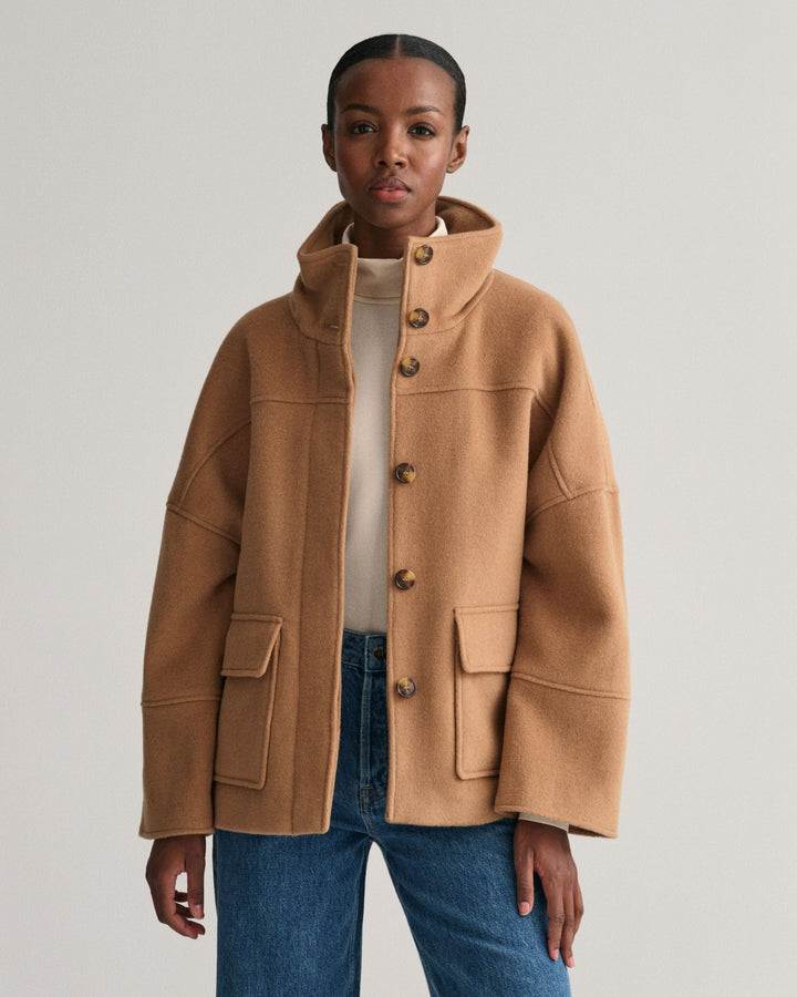 Cropped Wool Jacket Warm Khaki | Yttertøy | Smuk - Dameklær på nett