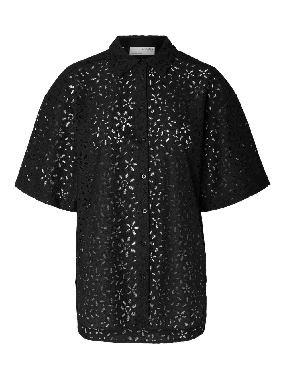 Karola 2/4 Oversize Lace Shirt B Black | Skjorter og bluser | Smuk - Dameklær på nett