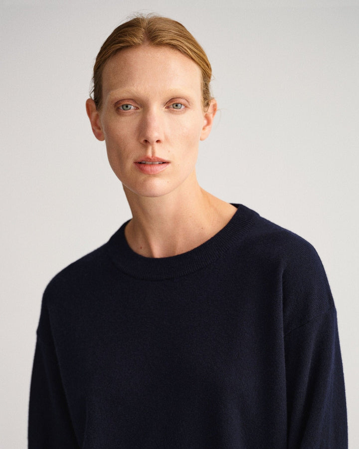 Lambswool Crew Neck Sweater Evening Blue | Genser | Smuk - Dameklær på nett