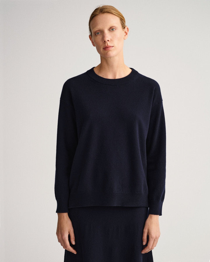 Lambswool Crew Neck Sweater Evening Blue | Genser | Smuk - Dameklær på nett