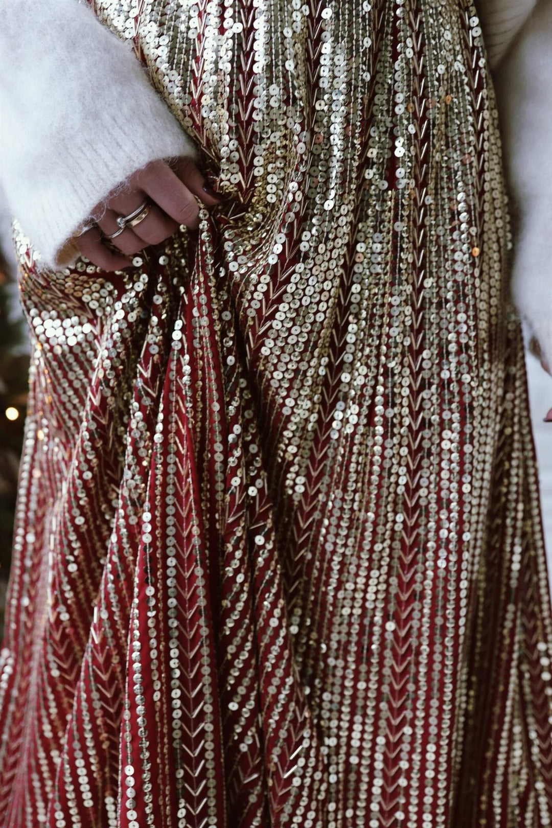 Long Sequin Skirt Red & Gold | Skjørt | Smuk - Dameklær på nett