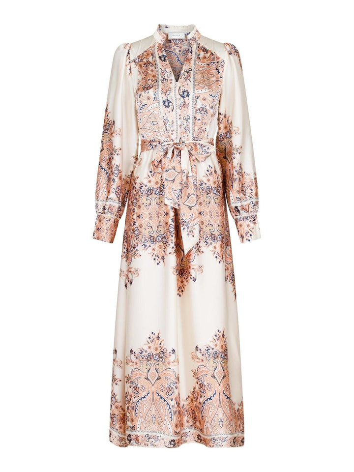 Nova Paisley Border Dress Creme | Kjoler | Smuk - Dameklær på nett