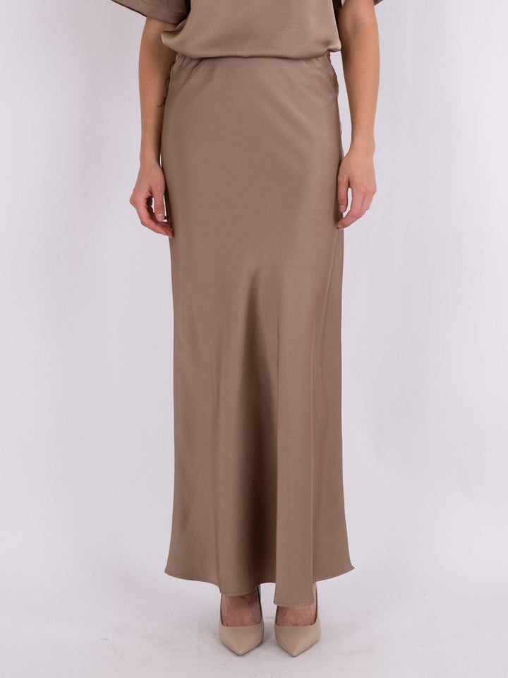 Vicky Heavy Sateen Skirt Dark Taupe | Skjørt | Smuk - Dameklær på nett