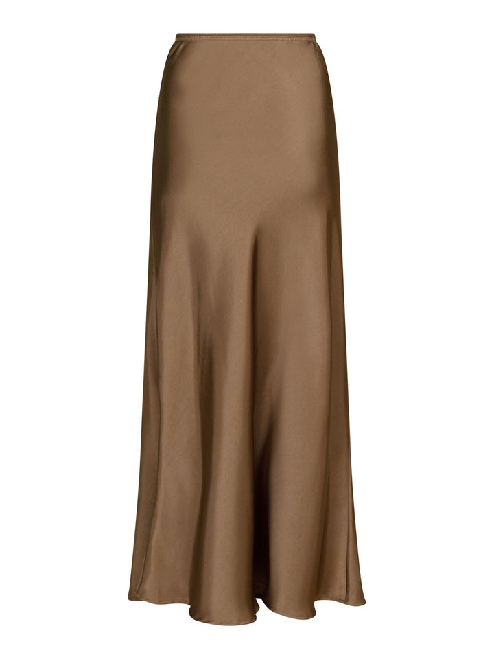 Vicky Heavy Sateen Skirt Dark Taupe | Skjørt | Smuk - Dameklær på nett