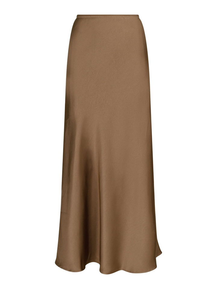 Vicky Heavy Sateen Skirt Dark Taupe | Skjørt | Smuk - Dameklær på nett