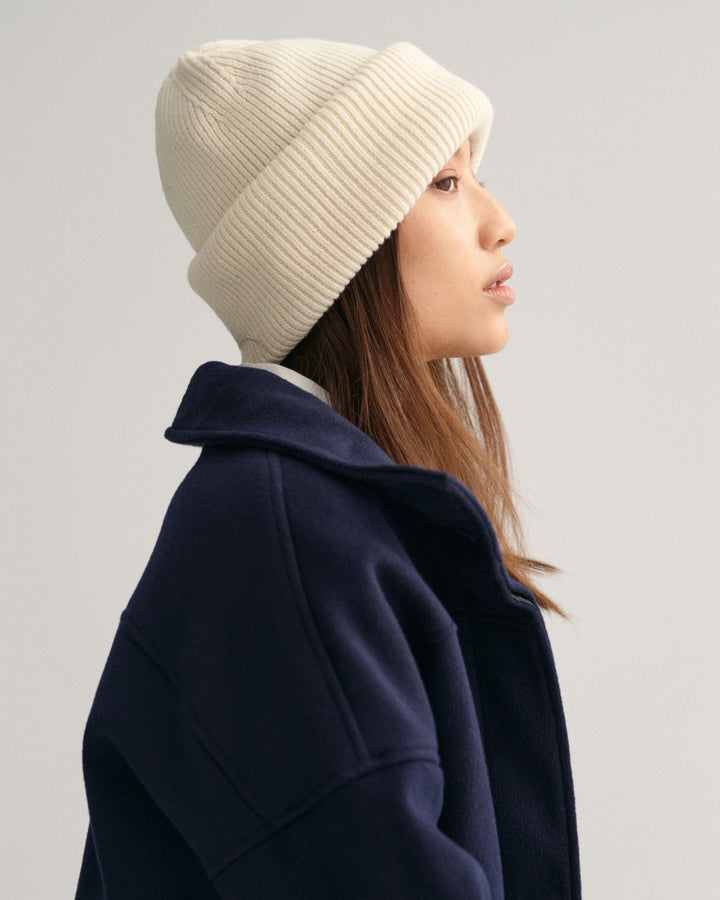 Wool Ribbed Beanie Cream | Accessories | Smuk - Dameklær på nett